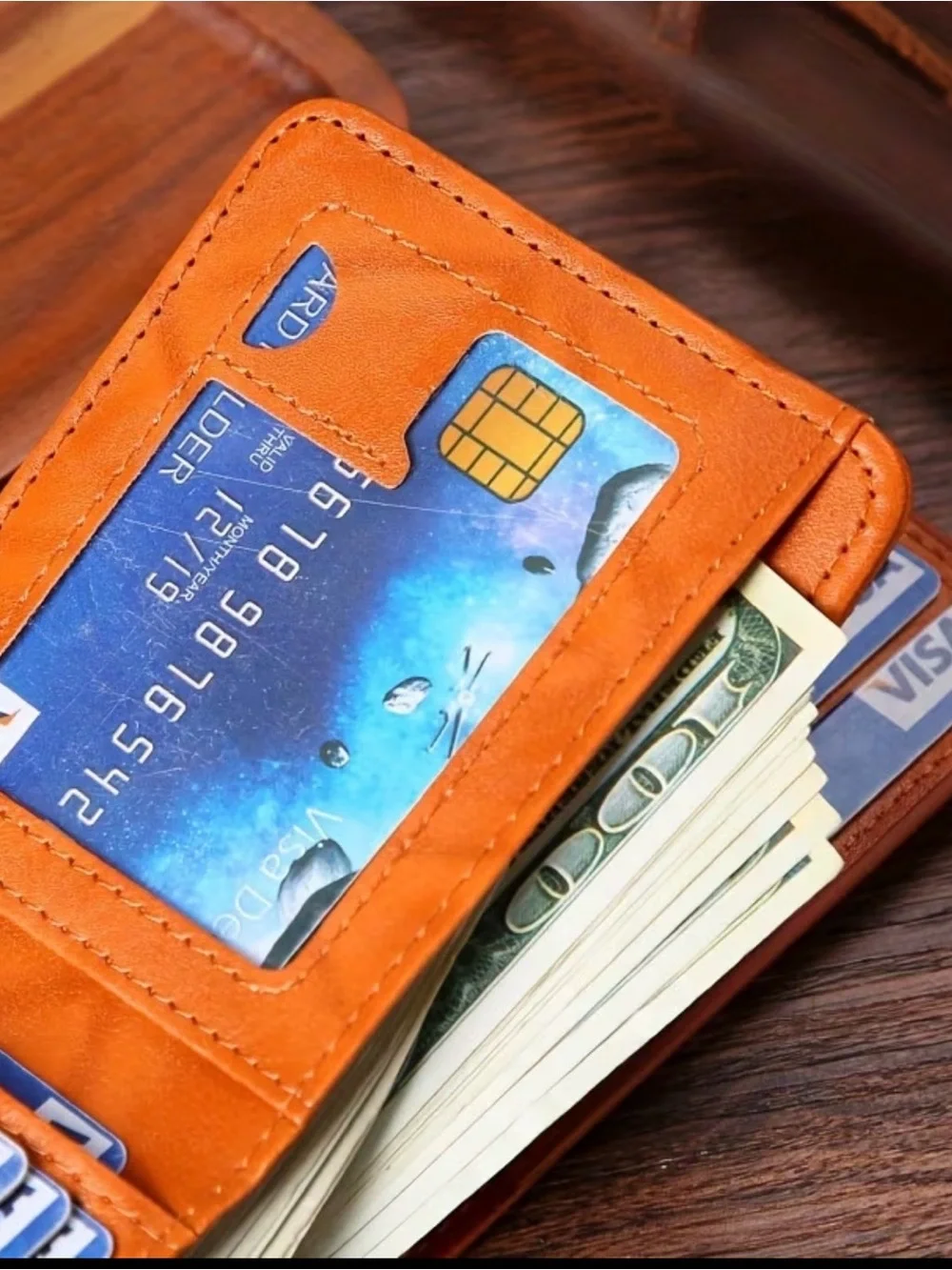 Money Clip Wallet with 100 Dollar Embossed Design like leather